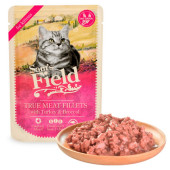 Натурална, морка храна за малки котенца Sam's field CAT POUCH for kittens with Turkey със 77% пилешко, 7% пеушко месо и броколи, БЕЗ зърнени култури