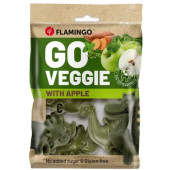Вегетариански дентални лакомства Flamingo Dino Apple във формата на динозавър с вкус на ябълка M размер