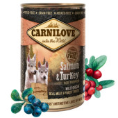 Пълноценна консервирана храна за малки кученца Carnilove Wild Meat Salmon & Turkey for Puppies с 47% пуешко и 20% сьомга, БЕЗ ЗЪРНЕНИ КУЛТУРИ