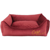 Луксозно, меко кучешко легло от велур CAZO Soft Bed Milan burgundy в червен цвят