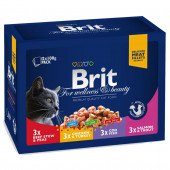 Brit Cat Premium Pouches Plate Family - 12х100гр паучове за котки с различни вкусове