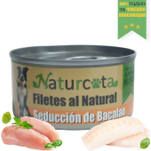 Консервирана храна за кучета  Naturcota Cod Temptation късчета пилешки гръди в собствен сос и филе от риба треска
