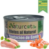 Натурална, консервирана храна за кучета Naturcota Prawn temptation късчета от пилешко месо в собствен сос, с добавени цели скариди