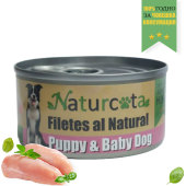 Натурална, консервирана храна за малки кученца Naturcota Puppy & Baby dog  с късчета пилешко месо в собствен сос