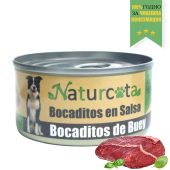 Натурална, консервирана храна за кучета Naturcota Beef Snack сочни хапки от телешко месо в собствен сос