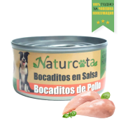 Натурална, консервирана храна за кучета Naturcota Chicken Snack сочни пилешки хапки в собствен сос
