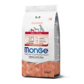 Монопротеинова храна за подрастващи кученца от дребни породи Monge Natural Superpremium  Puppy Mini Salmon & Rice със сьомга и ориз 