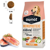 Натурална суха храна Ownat Classic Monoprotein Salmon с прясна сьомга, монопротеинна , за кучета от всички породи
