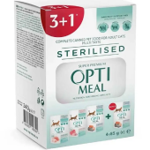 Пълноценна мокра храна за кастрирани котки OPTIMEAL Set №6  Сomplete  сanned  pet food for sterilised cats микс меса