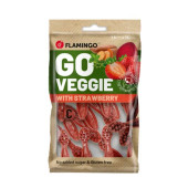 Вегетариански дентални лакомства Flamingo Veggie Toothbrush Strawberry дъвчащи четки за зъби с вкус на ягода 7,5 см