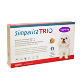 Дъвчащи обезпаразитяващи таблетки Simparica Trio за кучета с телесно тегло от 2.5 до 5 кг.