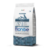 Монопротеинова храна за кучета в зряла възраст от всички породи Monge Natural Superpremium Adult All breeds Trout, Rice & Potatoes - с пъстърва, ориз и картофи