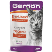 Пауч Gemon Sterilised Cat Chunkies with Turkey - хапки от прясно пуешко месо за кастрирани котки