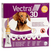 Ceva Vectra 3D - спот-он форма против бълхи, кърлежи, мухи, комари, за кучета с тегло 1.5 - 4 кг.