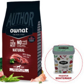 Ултра премиум суха храна за кучета OWNAT AUTHOR FRESH LAMB & PORK с 30% истинско, прясно агнешко месо, 30% прясно свинско месо. броколи и джинджифил, подходящ за всички породи 10кг + подарък контейнер
