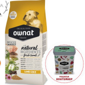 Натурална суха храна Ownat Classic Lamb & Rice с пряснo агнешко месо, за пораснали кучета от всички породи 20кг + подарък контейнер