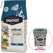 Натурална суха храна Ownat Classic Fish с прясна риба за пораснали кучета от всички породи 20кг + подарък контейнер