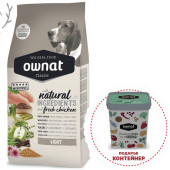 Натурална суха храна Ownat Classic Light с пряснo пилешко месо, за пораснали кучета от всички породи 20кг + подарък контейнер