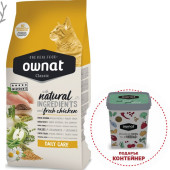 Натурална суха храна Ownat Classic Daily Care с прясно пилешко месо, за пораснали котки 15кг или 8кг + подарък контейнер