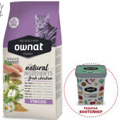Натурална суха храна Ownat Classic Sterilized с прясно пилешко месо, за кастрирани котки; 15кг