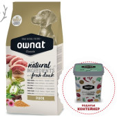Натурална суха храна Ownat Classic Duck с прясно патешко месо за пораснали кучета от всички породи 12кг + подарък контейнер
