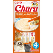Кремообразно лакомство за капризни котки Churu Cat Treats Chicken with Beef Recipe мус от пилешко и телешко месо