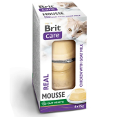 Панакота за котки Brit Care Cat Mousse Real Chicken with Goat Milk 6*25г -  двуслоен мус с пилешко месо и козе мляко