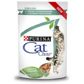 Purina Cat Chow Sterilised - с пилешко месо и патладжан, хапки в сос, за кастрирани котки 85 гр.