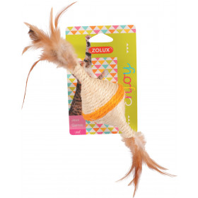 Натурална играчка за котки Zolux SISAL SPINNER  - от естествени материали и пера 