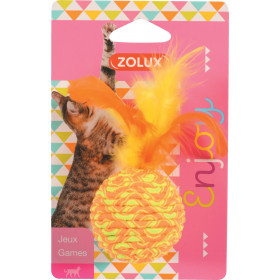 Играчка за котки Zolux ELASTIC BALL -  топка с пера 