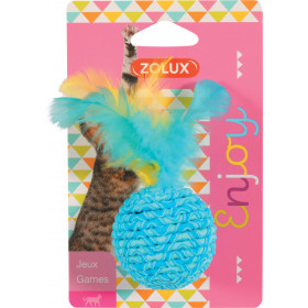 Играчка за котки Zolux ELASTIC BALL -  топка с пера 