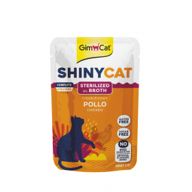 Пауч за кастритани котки GIMCAT SHINYCAT POUCH STERILIZED CHICKEN парченца пилешко месо в бульон