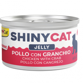 Пълноценна консервирана храна за котки GimCat  SHINYCAT JELLY CHICKEN WITH CRAB парченца пилешко месо и раци в желе