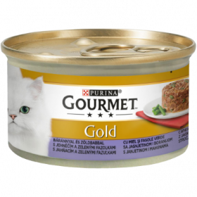   Мокра храна в консерва за котки PURINA GOURMET Gold Пай с месо Агне и Зелен боб 85гр.