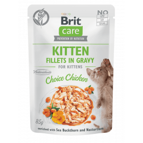 Brit Care Cat Kitten. Fillets in Gravy Choice Chicken - пауч за малки котенца, с пилешко месо 85гр.