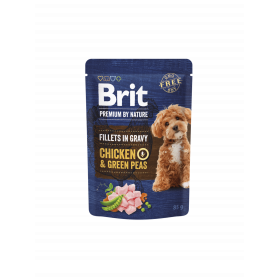 Brit Premium by Nature Dog Fillets in Gravy Chicken & Green Peas - пауч за кучета с пилешко месо и грах 85гр.