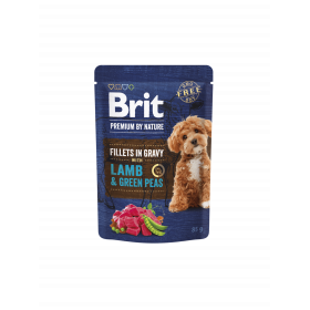 Brit Premium by Nature Dog Fillets in Gravy with Lamb & Green Peas - пауч за кучета с агнешко месо и грах 85гр.
