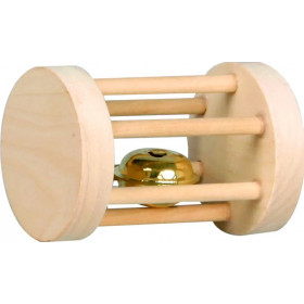 Дървена играчка за гризачи Flamingo цилиндър със звънче