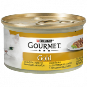 Мокра храна в консерва за котки PURINA GOURMET Gold Двойно Удоволствие Говеждо и Пиле 85гр.