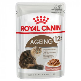 Пауч Royal Canin Ageing +12 - пълноценна храна за котки на 12 години, малки късчета месо в сос Грейви