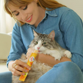 Лакомство за капризни котки Churu Cat Treats Pops Chicken Recipe близалка с пълнеж от пилешко месо; №1 в света мокро лакомство за котки
