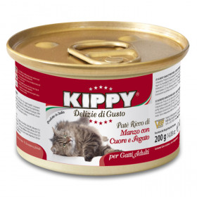  Консервирана храна за котки KIPPY CAT BEEF, LIVER & HEARTH - с говеждо, дроб и сърца 200гр