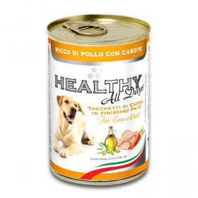 Консервирана храна за кучета HEALTHY MEAT All days Chicken and Carrots с прясно пилешо месо, говеждо, моркови