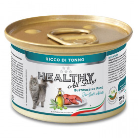 Консервирана храна за котки HEALTHY MEAT All days CAT Tuna с прясна риба тон, говеждо месо и ориз