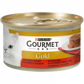   Мокра храна в консерва за котки PURINA GOURMET Gold Пай с месо Говеждо и Домати 85гр.