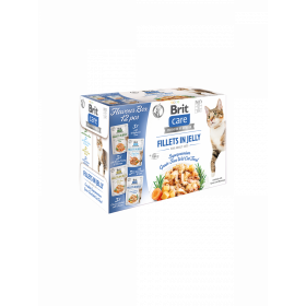 Селекция паучове за котка Brit Care family SUPERPREMIUM Grain Free fillets in Jelly филенца месо и скариди в желе