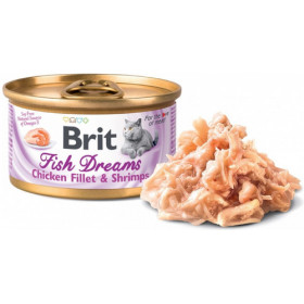 Brit Fish Dreams Chicken Fillet & Shrimps - консервирана храна за котки с пилешко филе и скариди 80 гр.