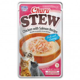 Пауч за котки Ciao Cat Wet Stew Chicken with Salmon Recipe Пилешка яхния със сьомга; №1 в света мокро лакомство за котки 