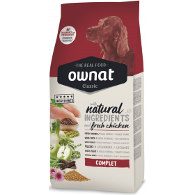 Натурална суха храна Ownat Classic Complete с прясно пилешко месо за пораснали кучета от всички породи 