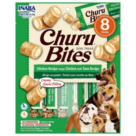 Лакомство за капризни кучета Churu Dog Treats Bites Chicken Recipe wraps Chicken with Tuna Pill Assist хапки с обвивка от пилешка паста и пълнеж мус от риба тон